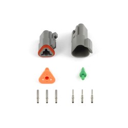 Haltech Plug and Pins Only - Matching Set of Deutsch DT-3 Connectors (DT06-3S + DT04-3P) - ( 13 Amp)