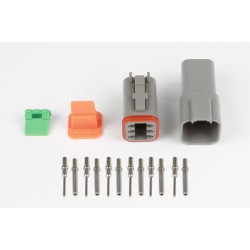 Haltech Plug and Pins Only - Matching Set of Deutsch DT-6 Connectors (DT06-6S + DT04-6P) - ( 13 Amp)