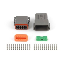 Haltech Plug and Pins Only - Matching Set of Deutsch DT-12 Connectors (DT06-12S + DT04-12P) - ( 13 Amp)